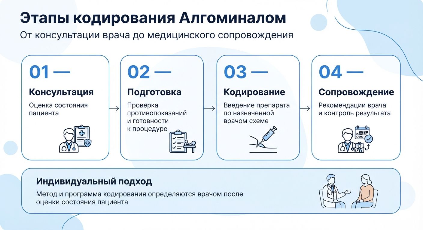 Кодирование препаратом «Алгоминал» в Печорах инфографика